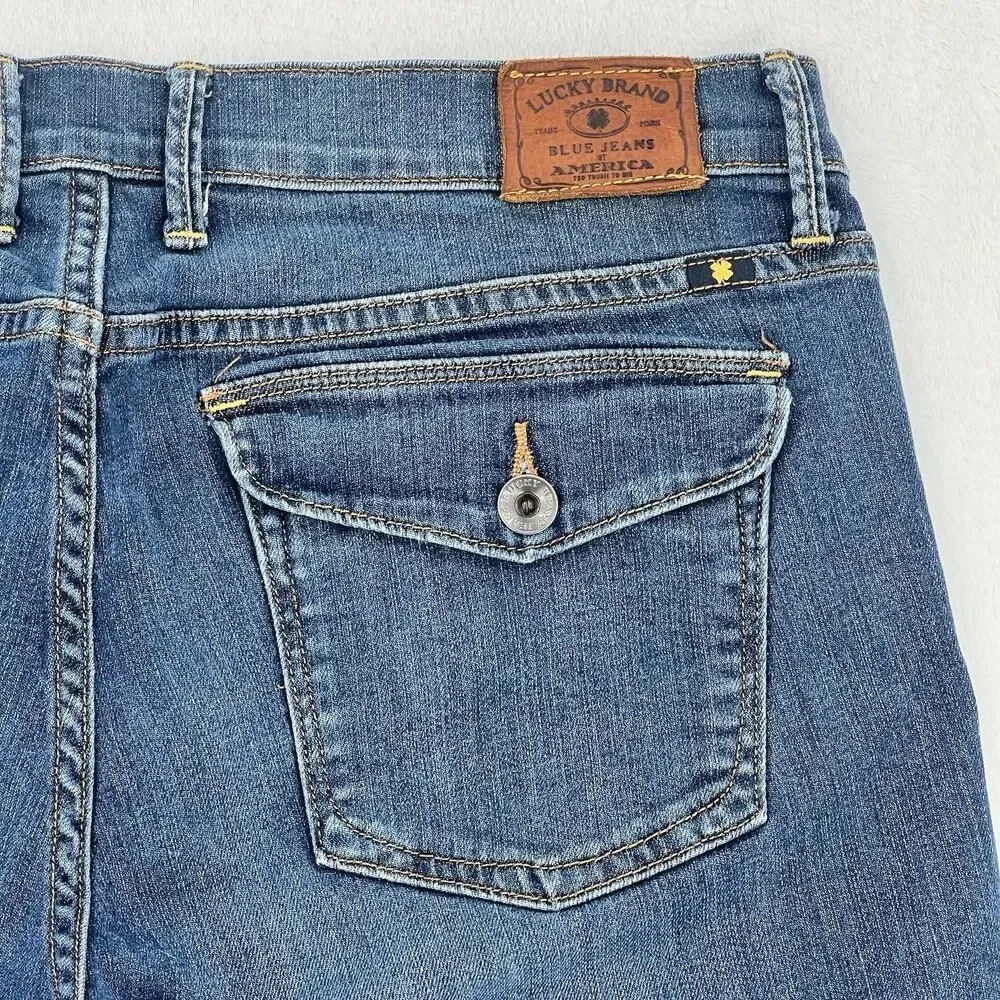 Lucky Brand Jeans Women's 12/31 Sweet' N Crop Blue Denim Stretch Flap Pockets